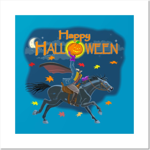 A Headless Horseman Halloween Wall Art by Toonicorn